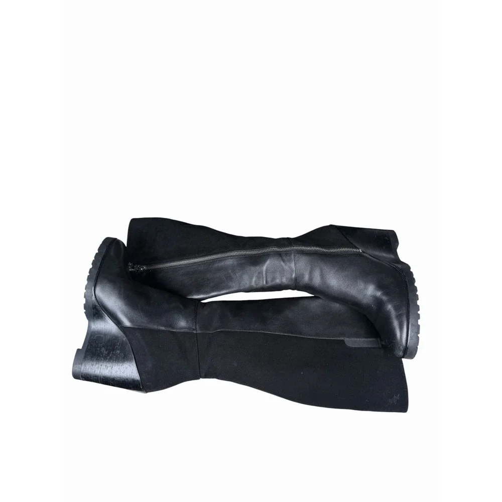 Michael Kors Clara Wedge Knee High Black Leather Boots Women's Size 9M